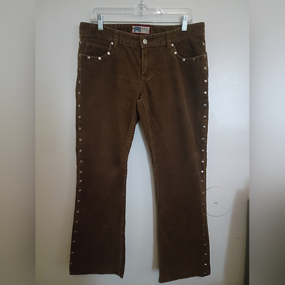 VTG Old Navy Brown Studded Women's Corduroy Pants‎ Sz 10